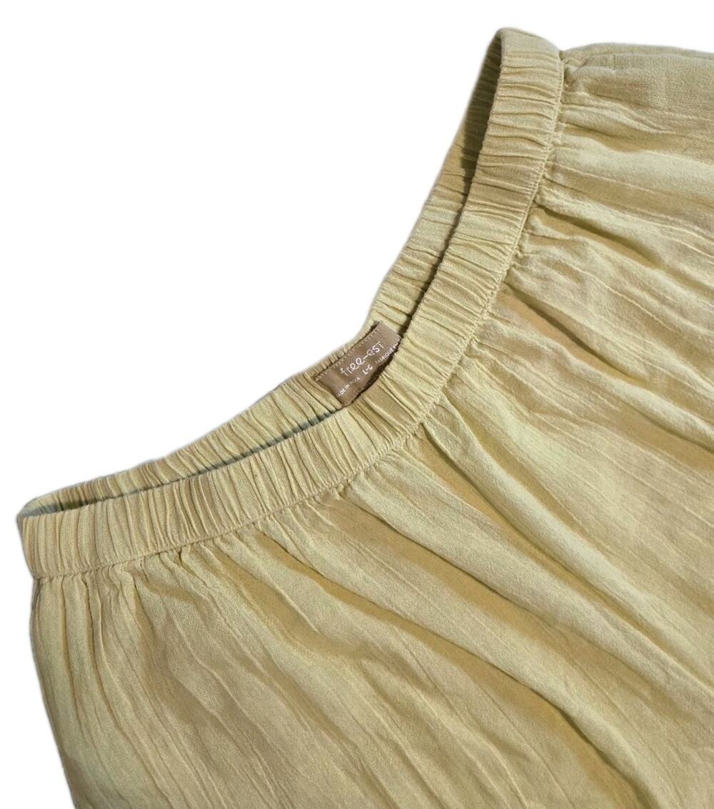 NWT Free-est Free People Women’s Yellow Wide Leg Lace Hem Pansy Pants SZ L